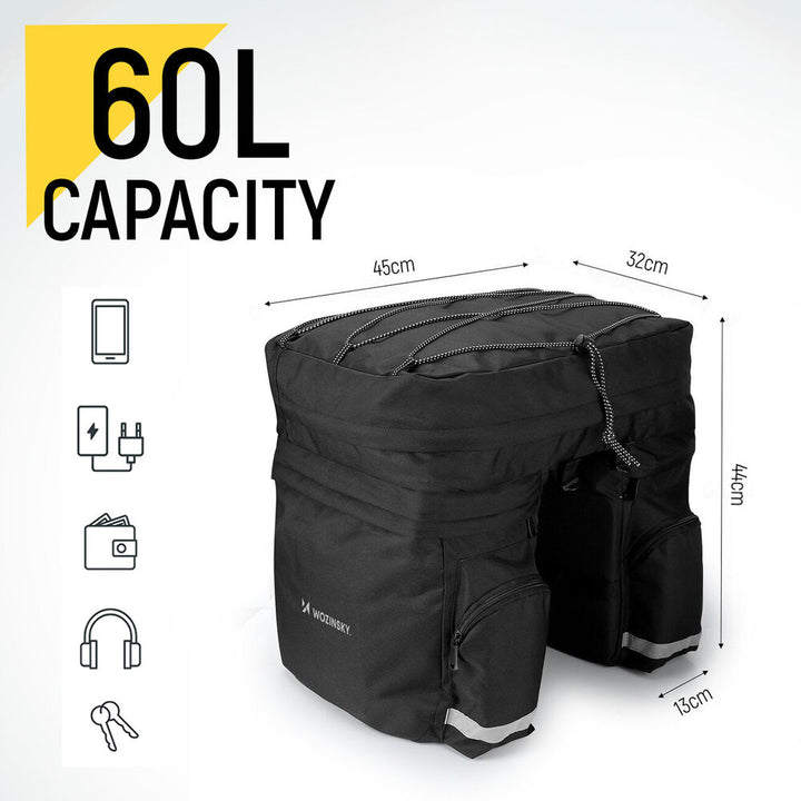 Fahrradtasche Gepäckträgertasche Reisetasche Wasserdicht 60L